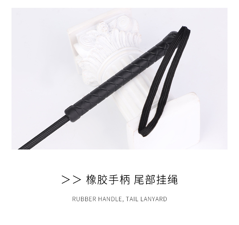 Luxury Leather Long-Handle BDSM Paddle – Braided Shaft Impact Play Tool - Image 3