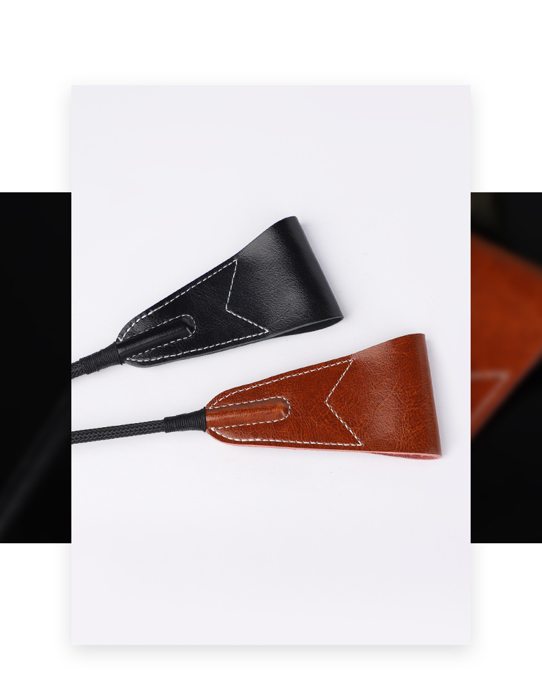 Luxury Leather Long-Handle BDSM Paddle – Braided Shaft Impact Play Tool - Image 5