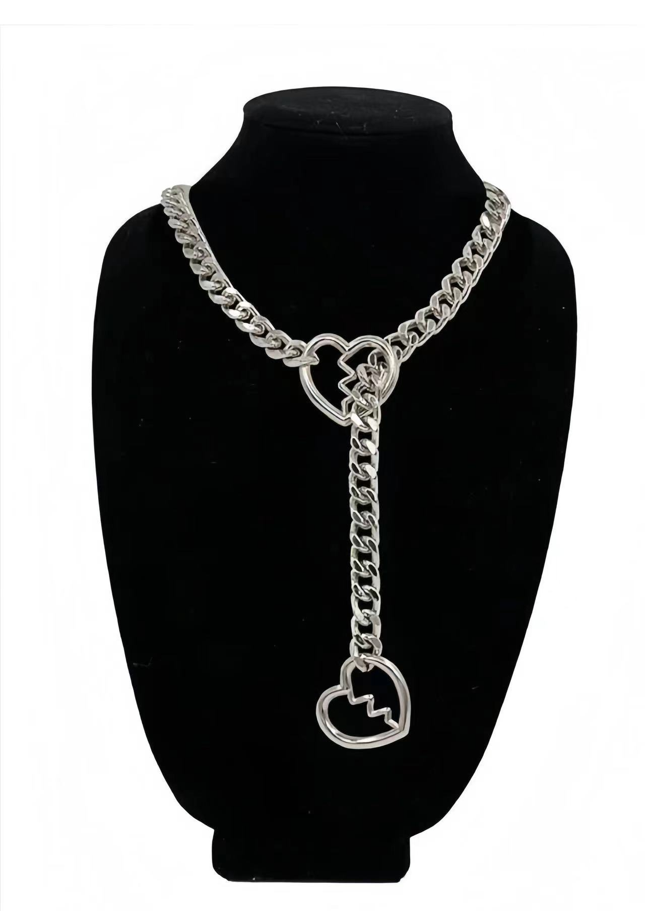 Vintage Punk Heart Chain Necklace – Y-Shaped Drop Choker – Unisex Statement Jewelry - Image 5