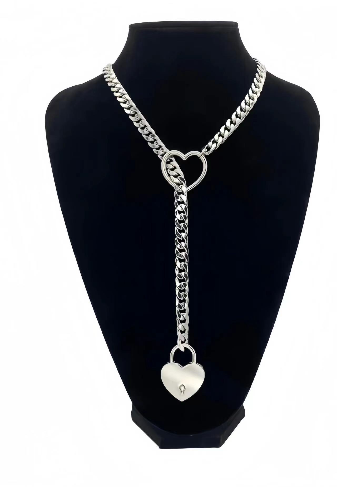 Vintage Punk Heart Chain Necklace – Y-Shaped Drop Choker – Unisex Statement Jewelry - Image 6