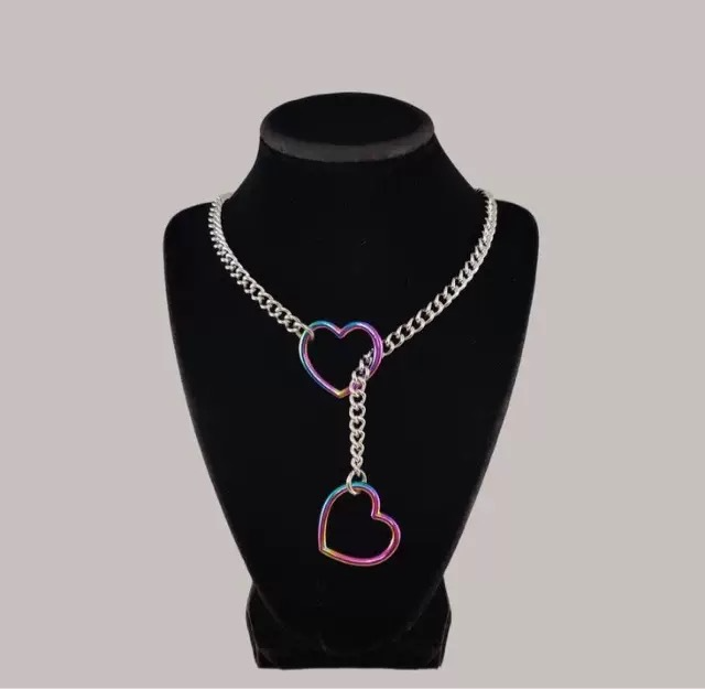 Vintage Punk Heart Chain Necklace – Y-Shaped Drop Choker – Unisex Statement Jewelry