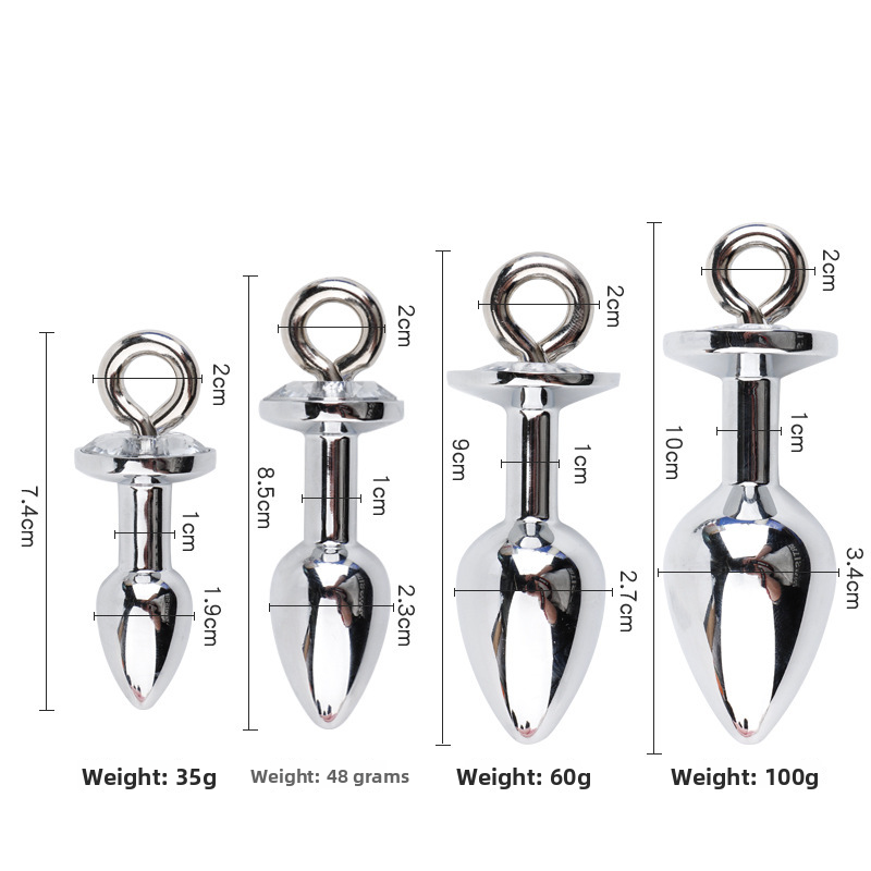 Metal Anal Plug with Bell & Handcuff Chain Set - Image 4