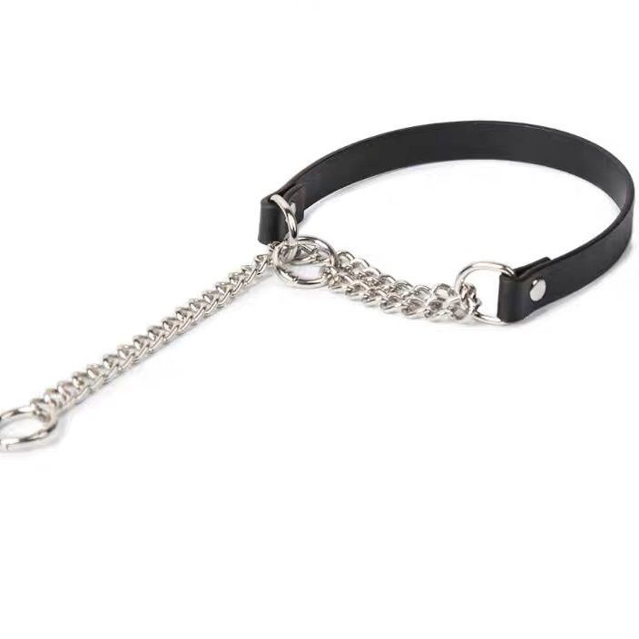 Black Leather Tension Chain Choker